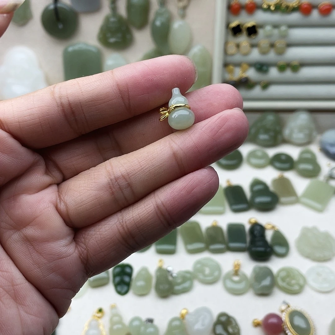 和田玉银S925镶嵌吊坠(不含链)