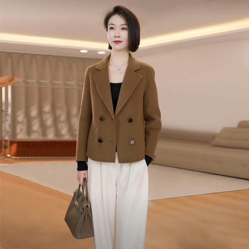 【100%纯羊毛】春季新款气质百搭短款加厚双面羊毛大衣外套106专属