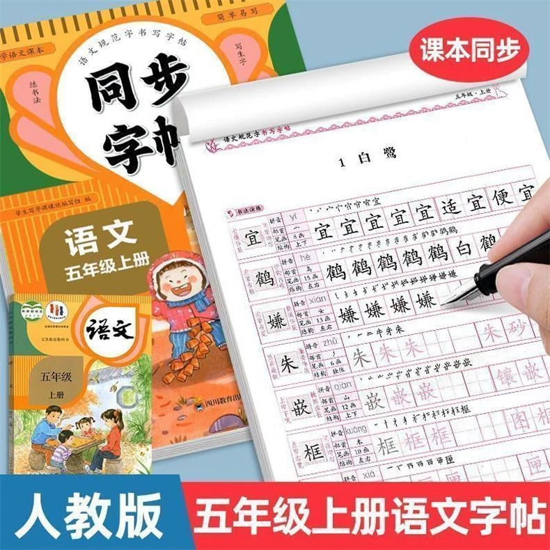 五年级上册同步练字帖人教版2025每日一练小学生语文楷书笔顺临摹