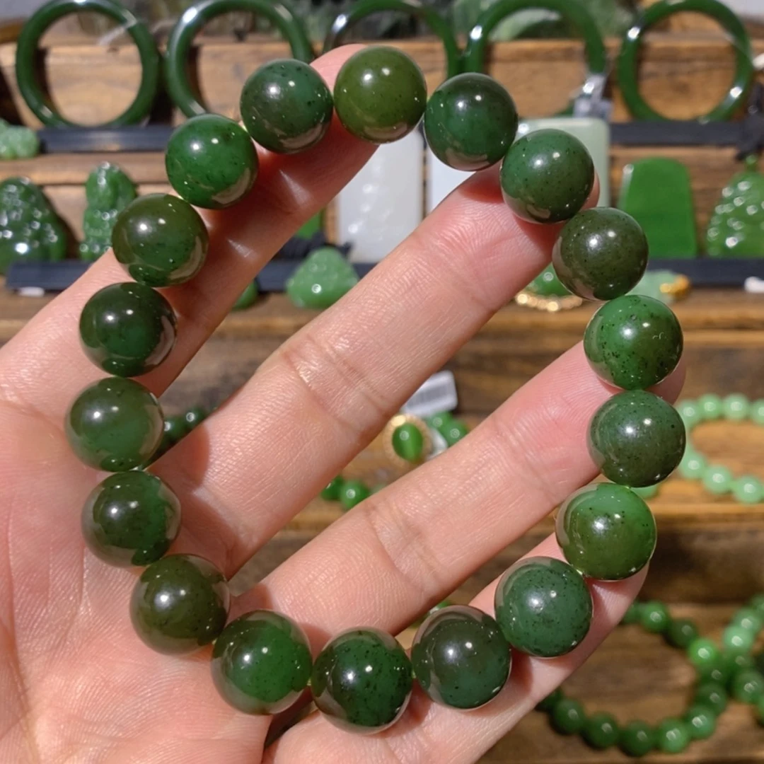 【闪购商品】吊坠(不含链)未镶嵌和田玉加拿大碧玉蓝糖手串 12