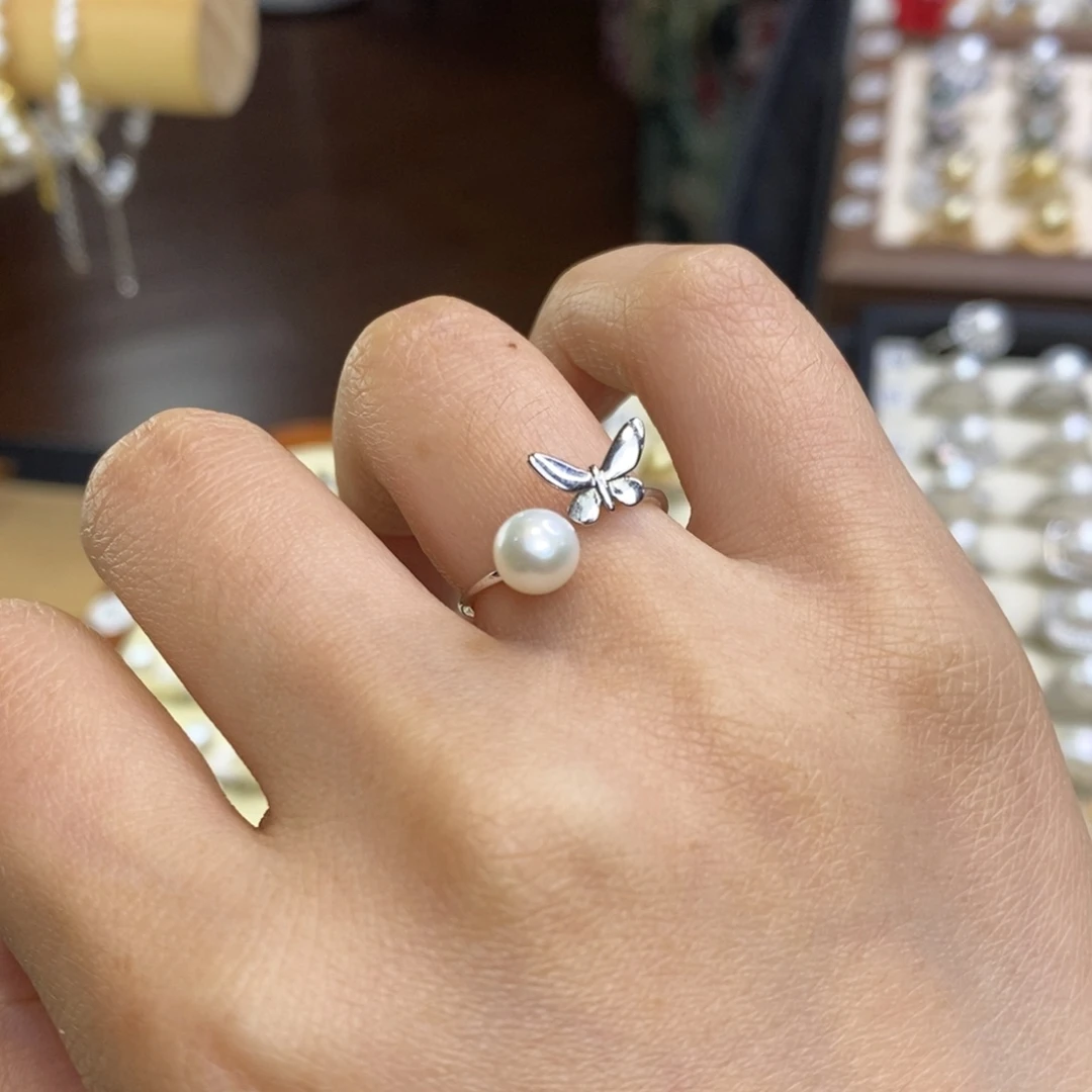 淡水珍珠银S925镶嵌戒指特价