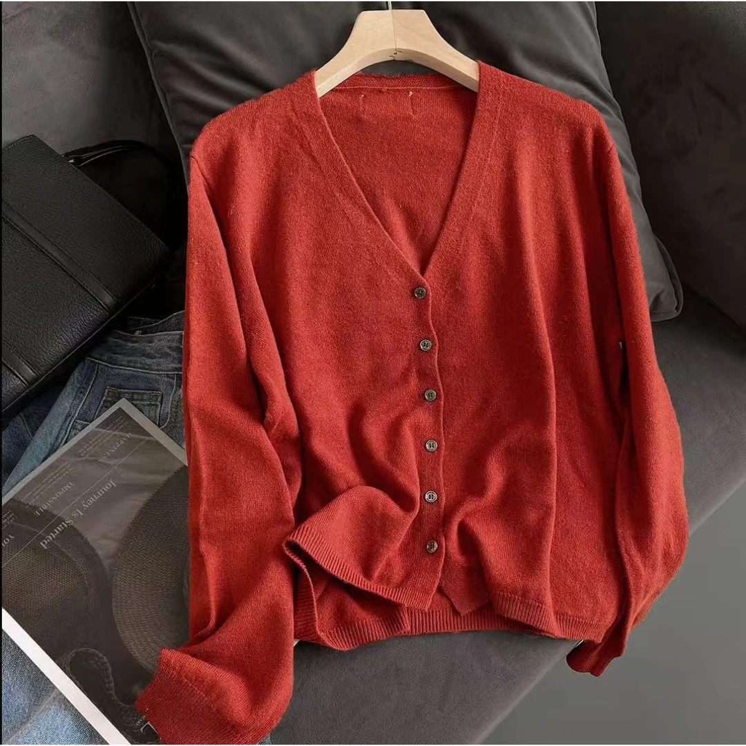 3369V领针织无袖长袖套头款毛针织衫休闲衫短款