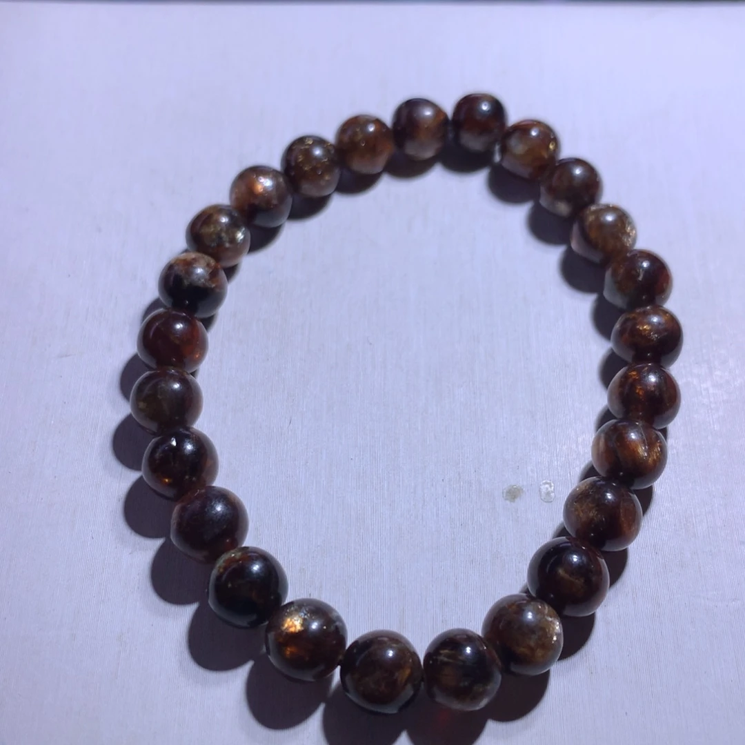 手串水晶银S925镶嵌黑金云母7.2m344