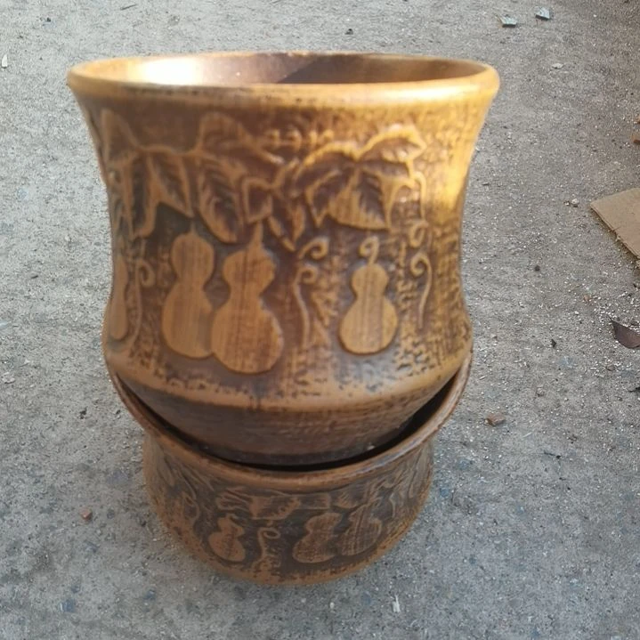 红陶20/18瑕疵两个盆