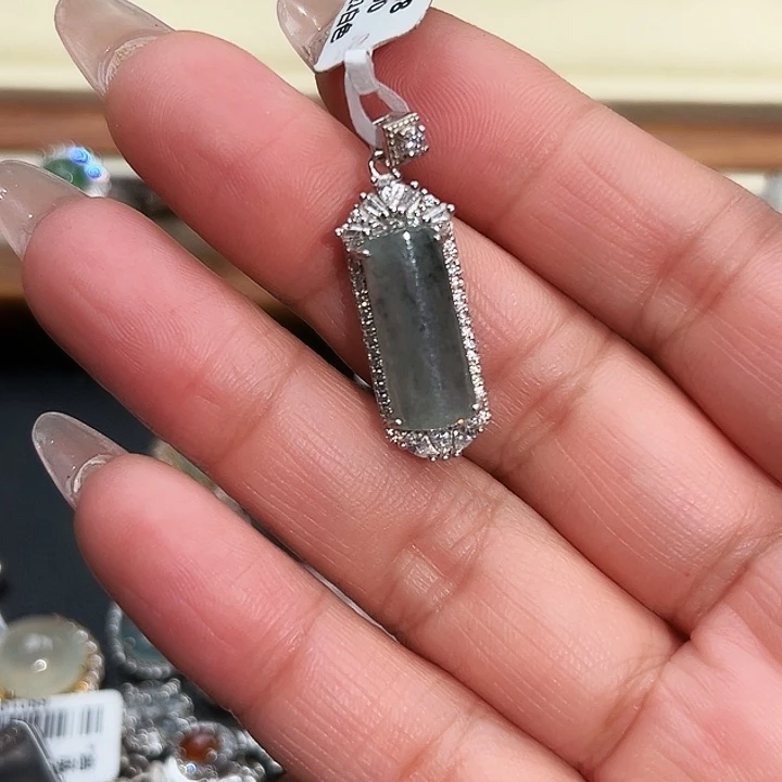 翡翠银S925镀金镶嵌挂件