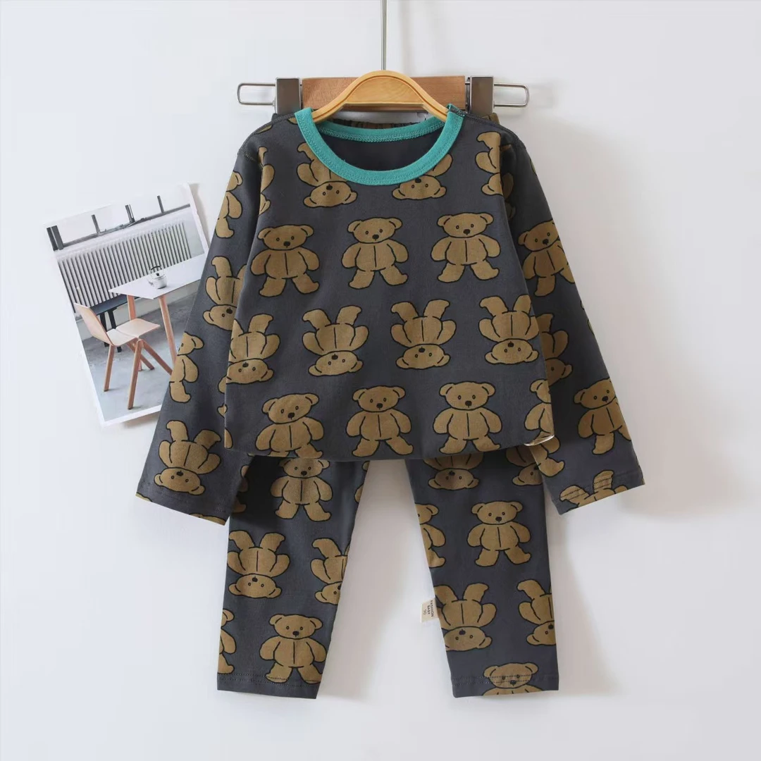 纯棉家居服套装男童卡通家居服秋裤内衣套中小童