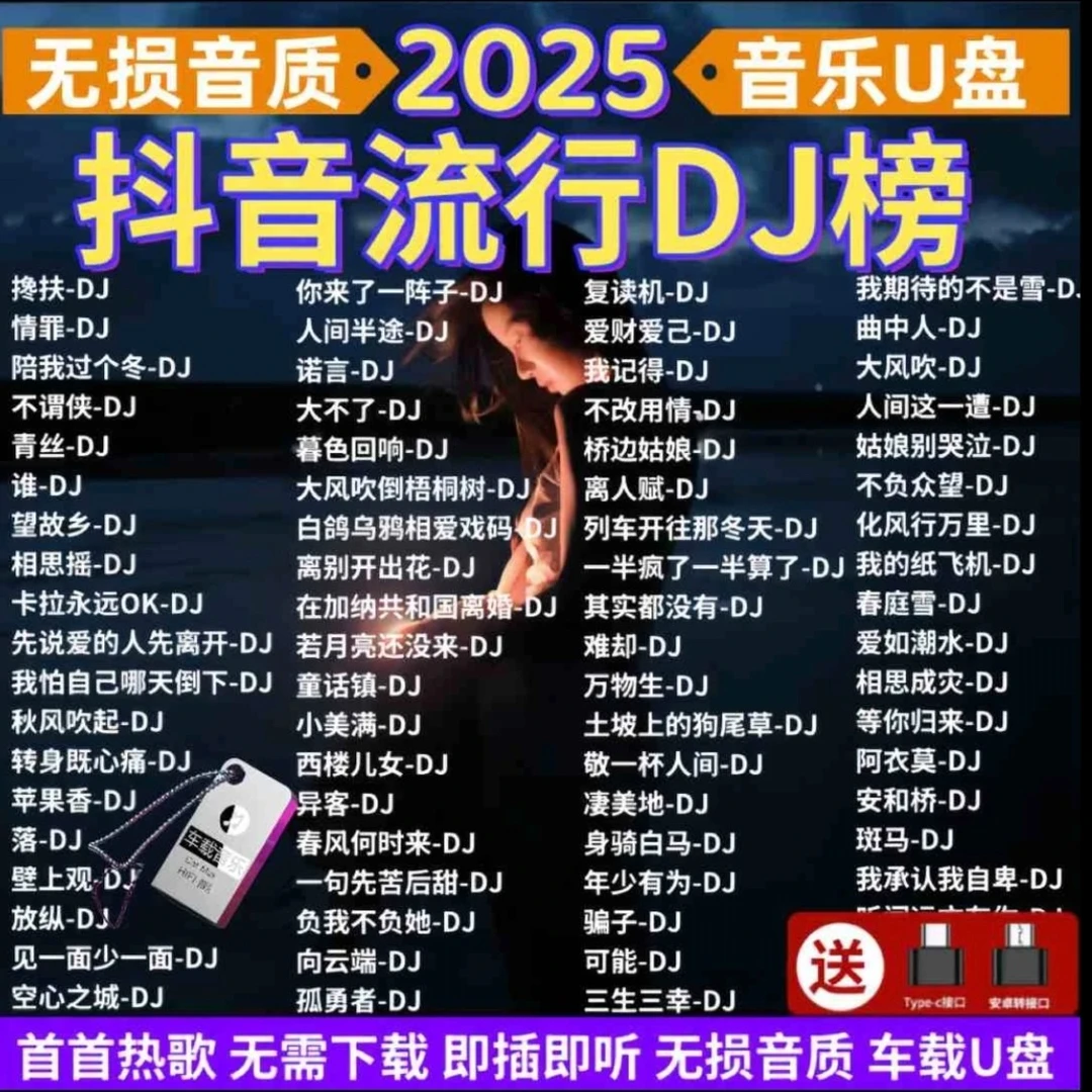 DJ车载U盘2025最新款劲爆DJ重低音优盘歌曲无损音乐高品质车用