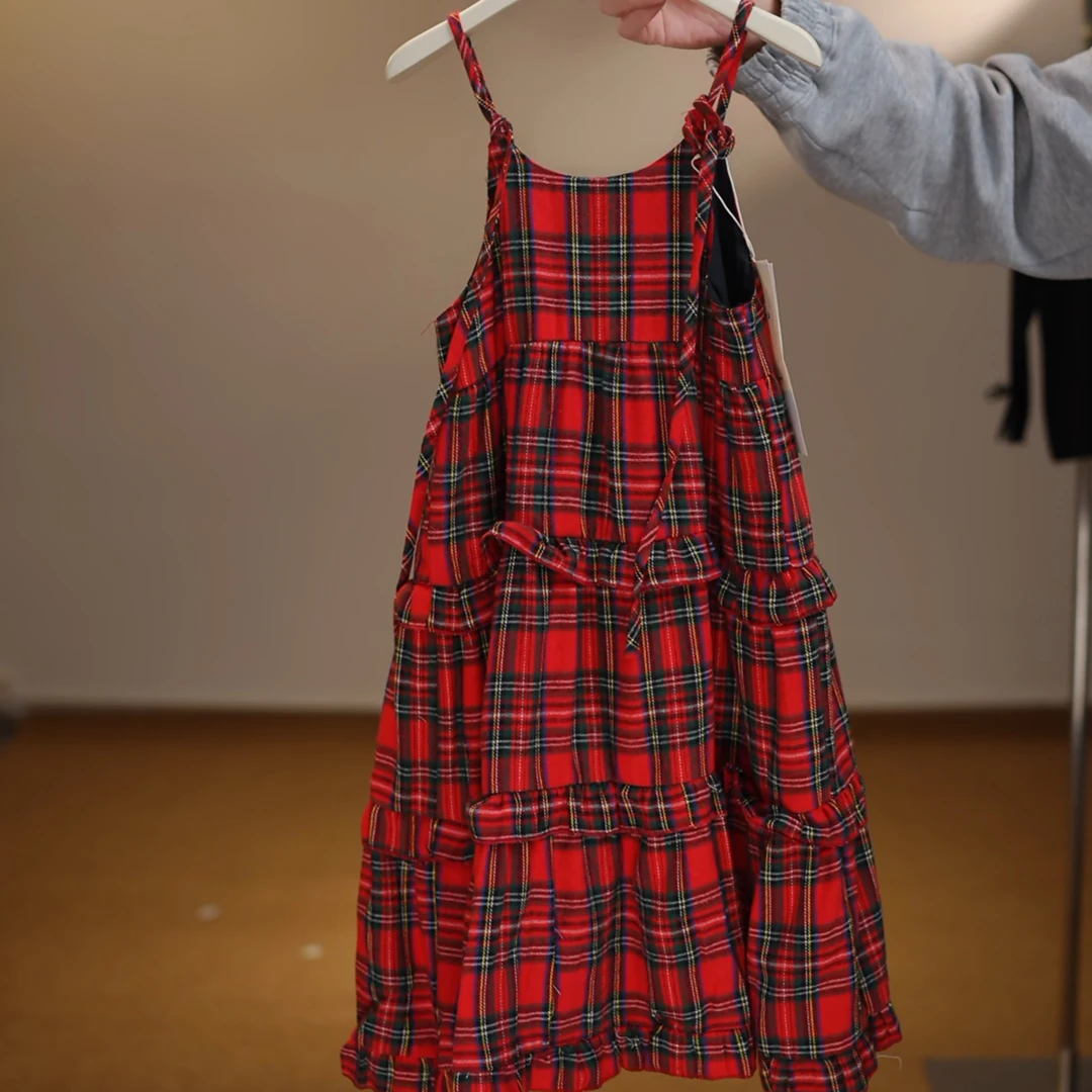 L223【L-AHUA】 韩版格子长裙