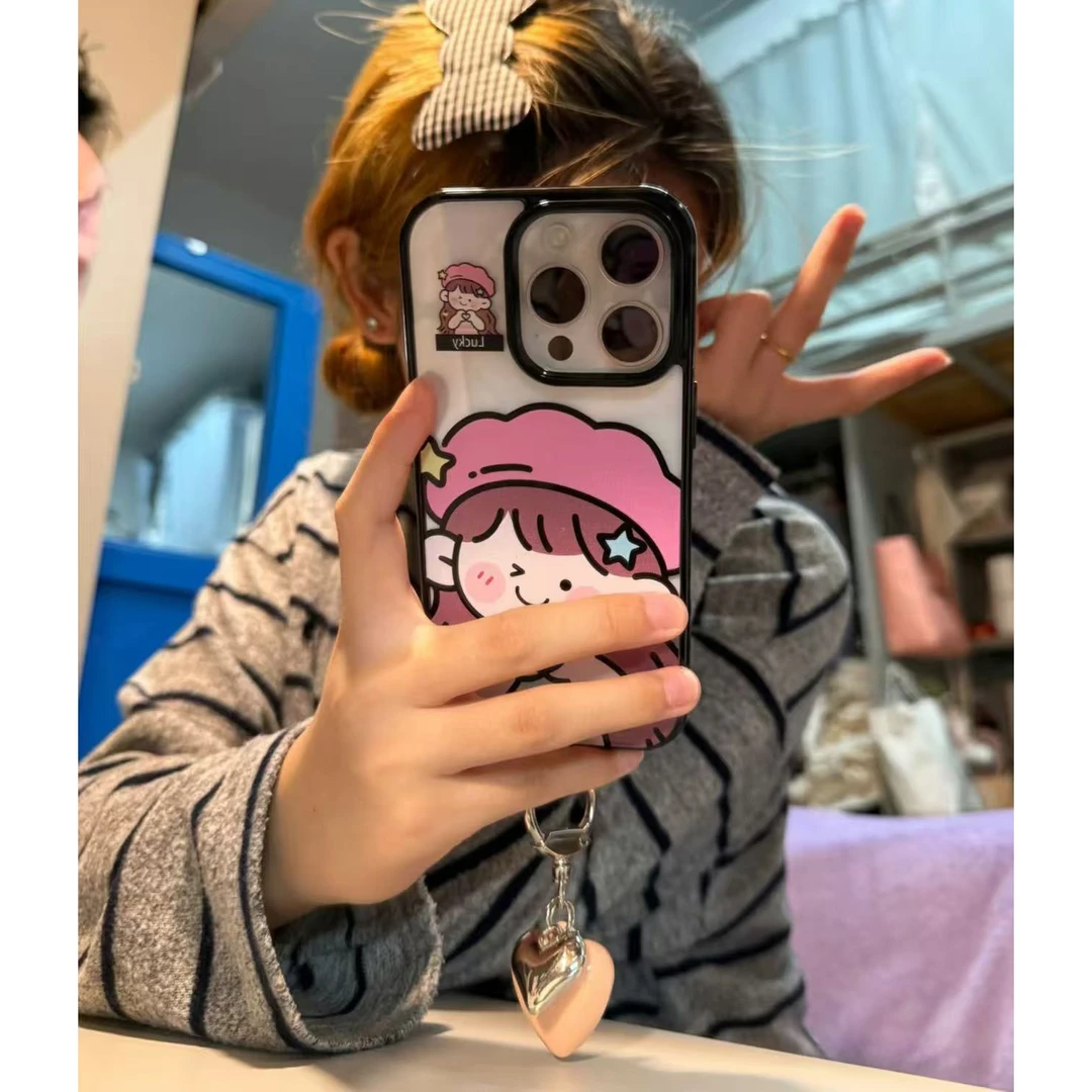 比心女孩适用苹果17手机壳iPhone16Pro高级12/15Pro女/14proMax新