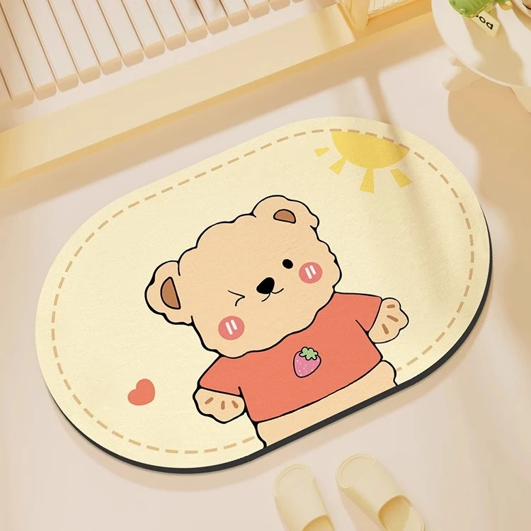 卡通浴室地垫家用卫生间硅藻泥地垫厕所门口吸水防滑垫一件代发