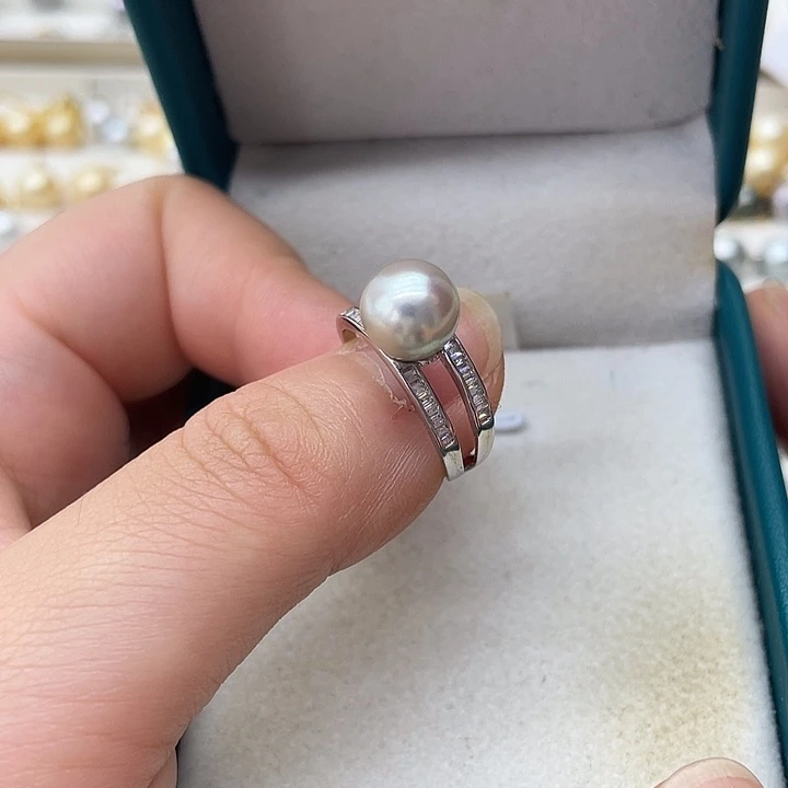 海水珍珠戒指银S925镶嵌