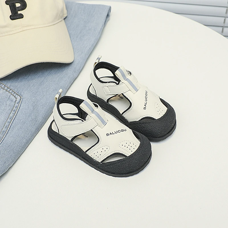 新款夏季儿童凉鞋男童女童百搭软底学步鞋超纤皮橡胶底魔术贴运动