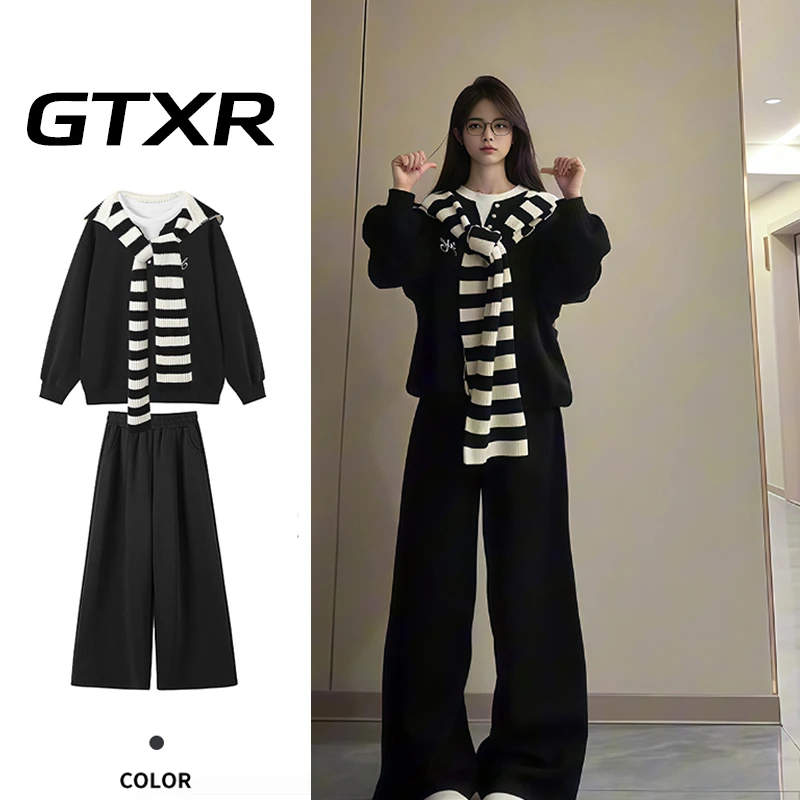 早秋洋气套装女装秋款爆款2025新款带披肩卫衣阔腿裤休闲两件套