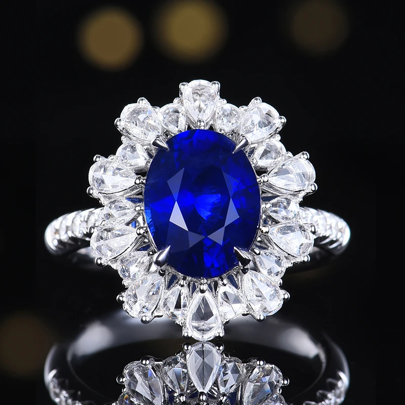 卡莱诗主石3.34克拉 18K金 天然皇家蓝蓝宝石戒指