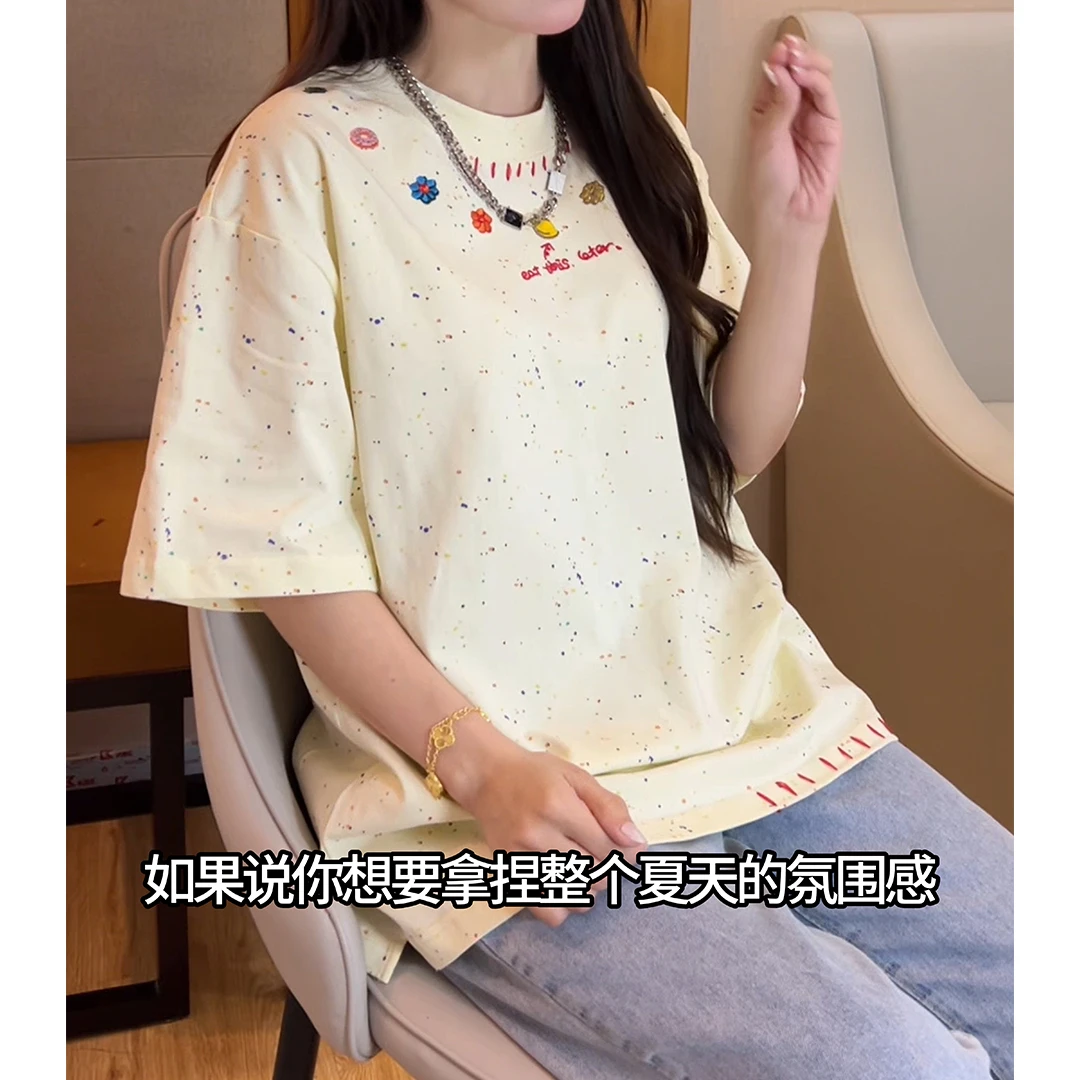 夏季新款高级感男士重工刺绣轻奢百搭潮牌圆领短袖T恤老钱风上衣