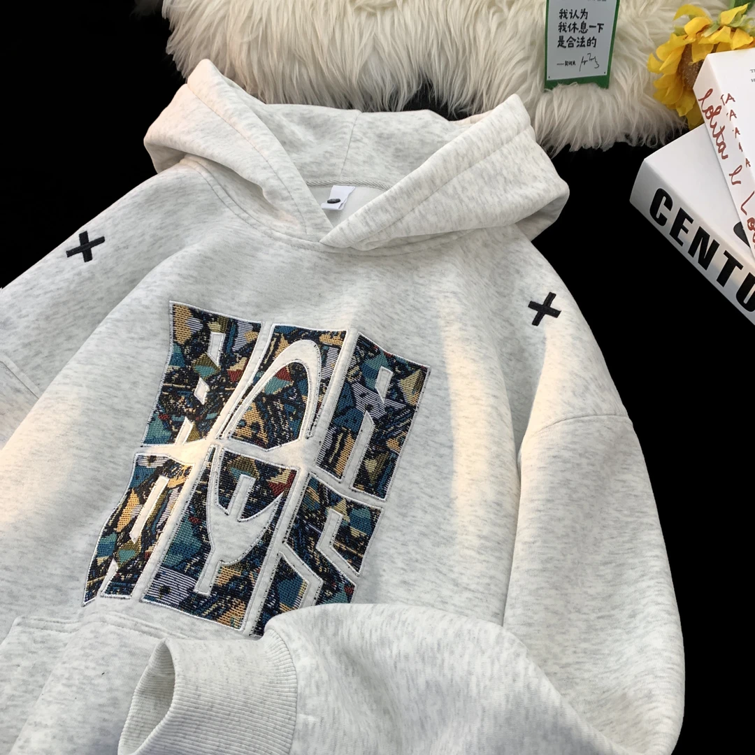 ADAMF新款刺绣重磅连帽卫衣男女秋冬款宽松上衣潮牌帽衫加绒加厚