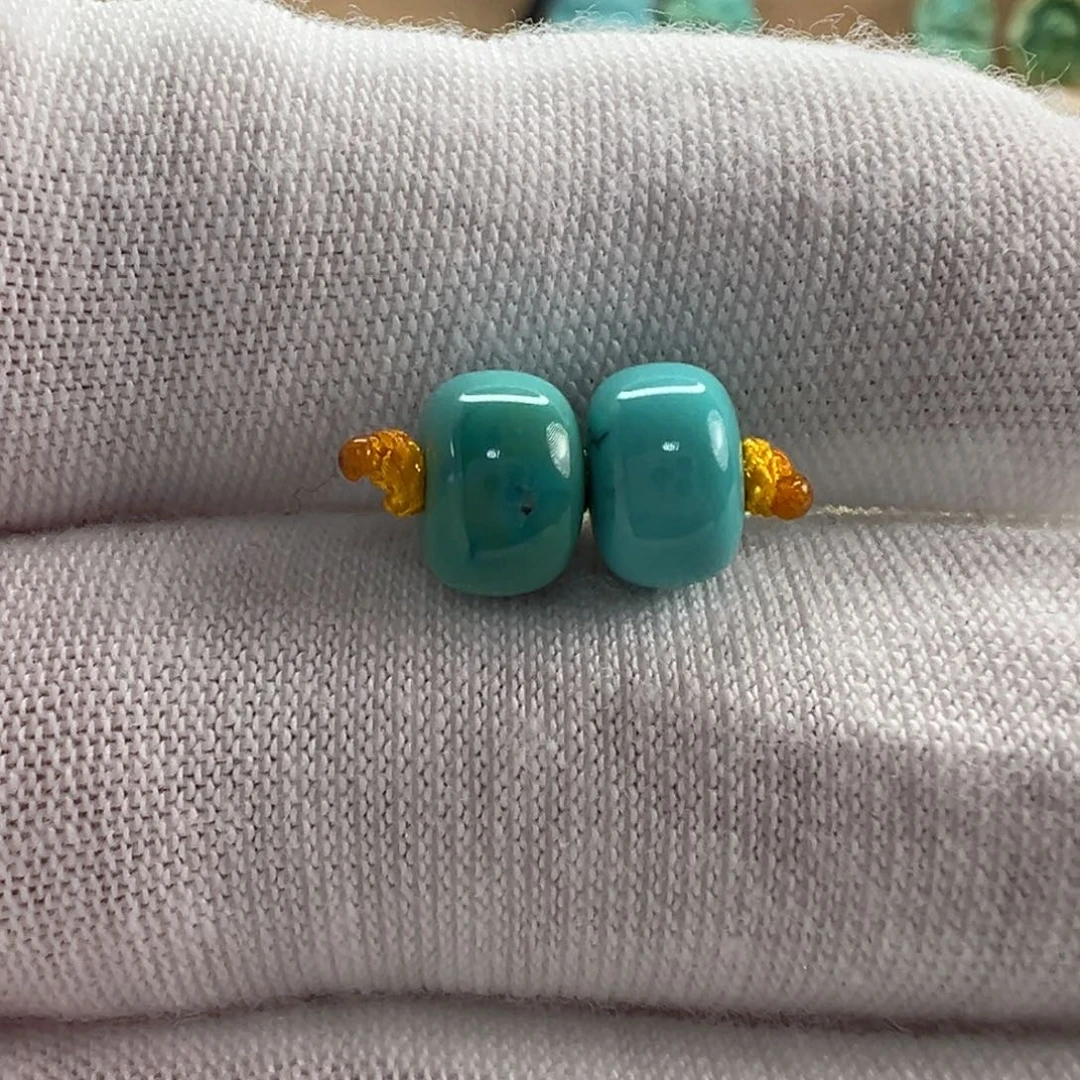 未镶嵌绿松石老型对珠7.4x5 m m