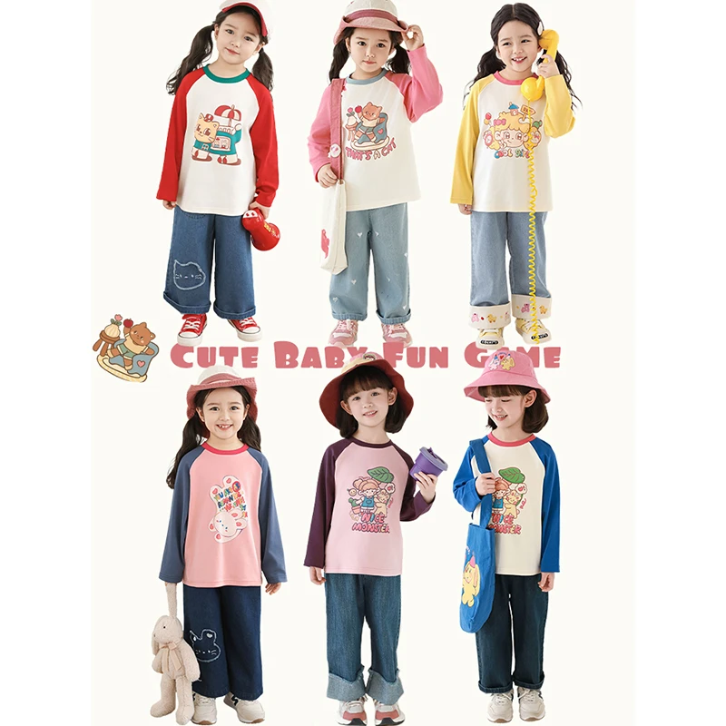 YOEHYAUL/幼悠幼悠【多彩印花】春叁波女童宝宝春秋洋气T恤  C3269