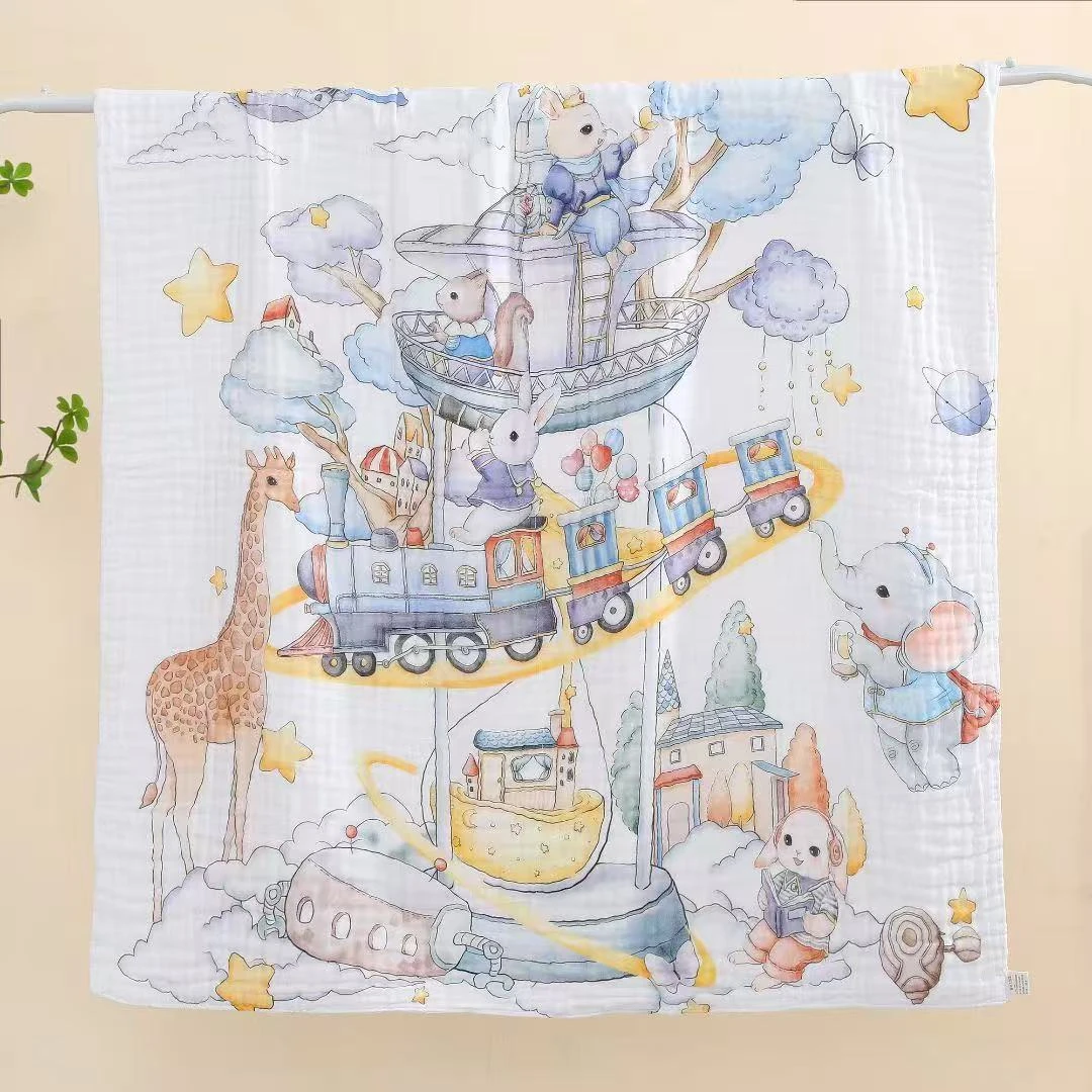 【棉芯语】纯棉新生儿6层纱布宝宝浴巾加厚超柔吸水婴幼儿洗澡浴巾