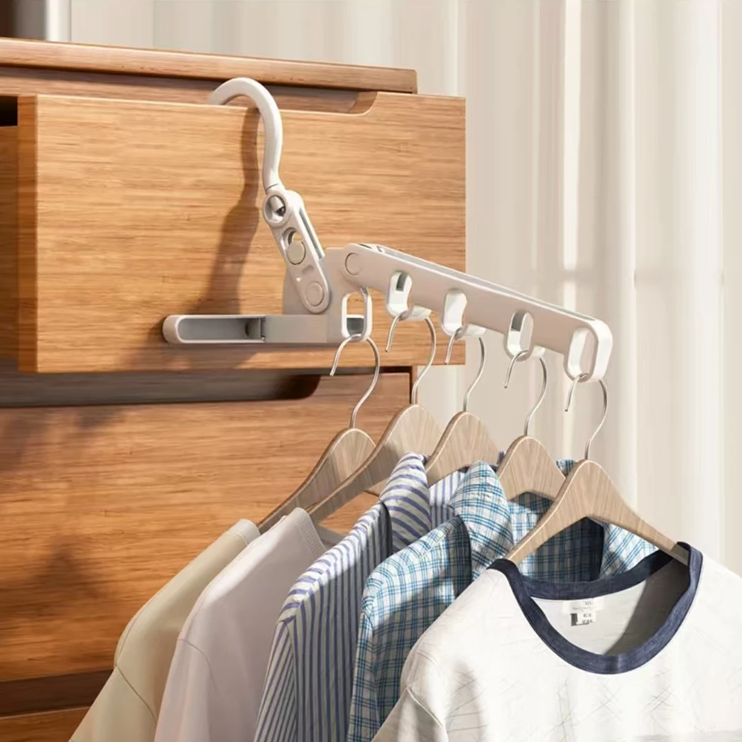 荞芬【两个装】可折叠晾衣架5孔旅行出差便携式衣挂酒店室内晾衣架