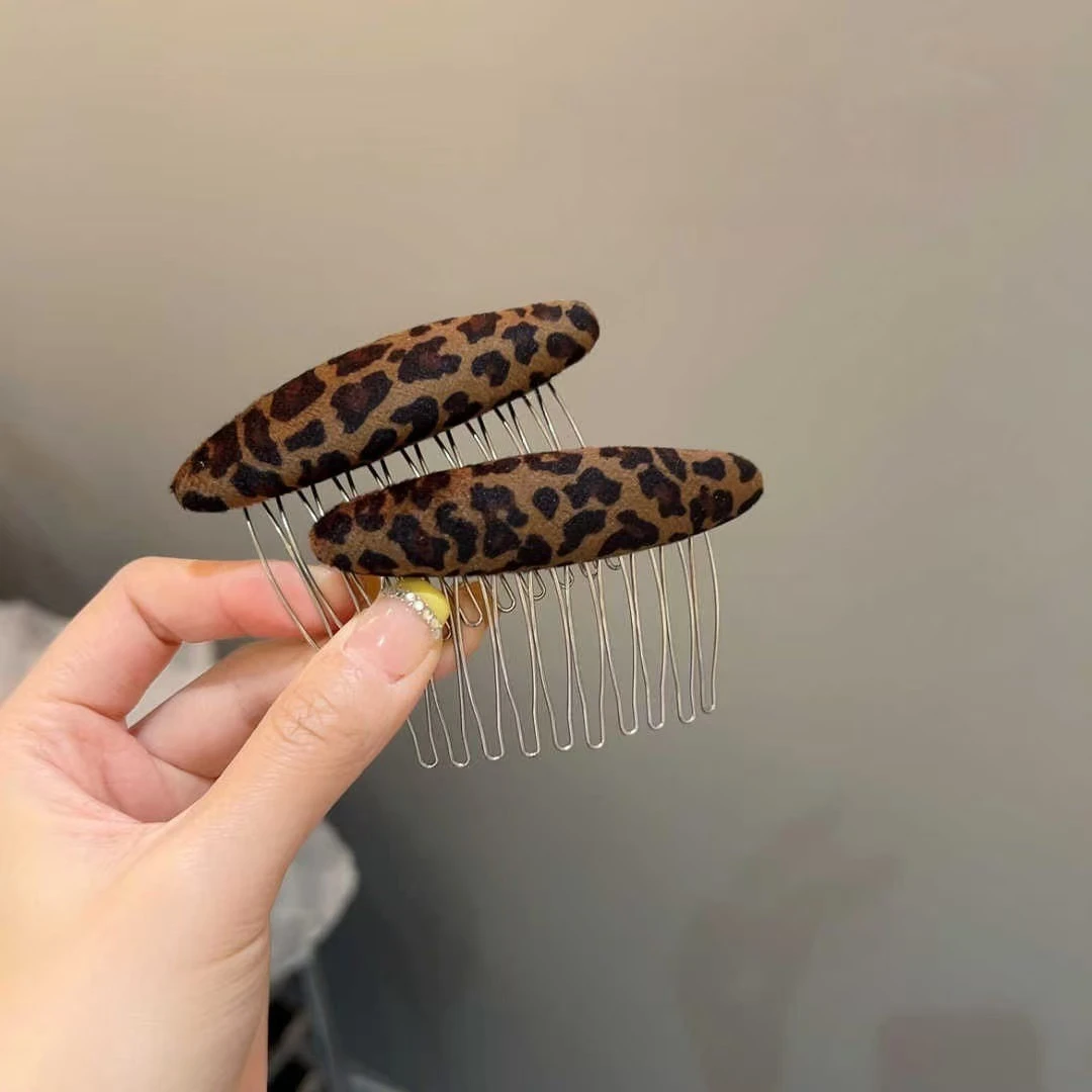 韩国东大门豹纹碎发发梳发饰头饰韩版简约发卡刘海梳盘发梳