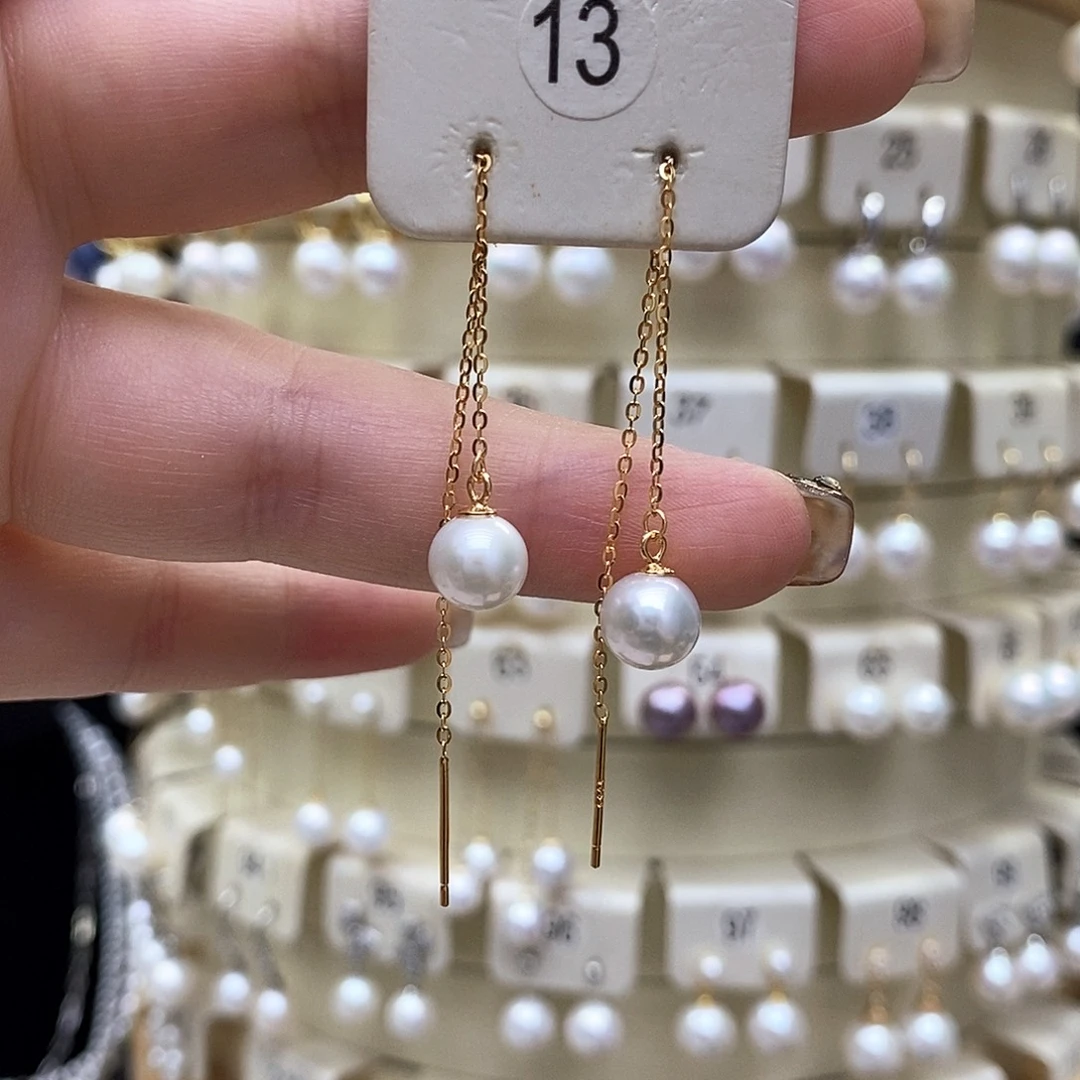 银S925镶嵌淡水珍珠耳饰