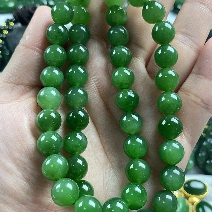 和田玉（碧玉）未镶嵌项链10mm