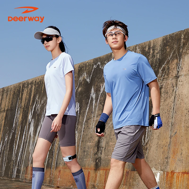德尔惠户外运动冰丝短袖T恤情侣款夏季跑步健身速干透气休闲上衣