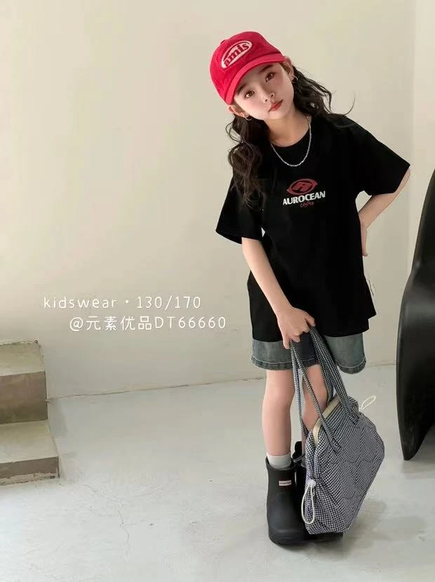 iu studio-【125cm-170cm】红色logo潮牌短袖