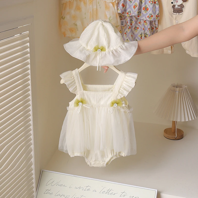 婴儿女宝夏季包屁裙洋气公主满月三角哈衣礼服薄款新生儿纱裙爬服