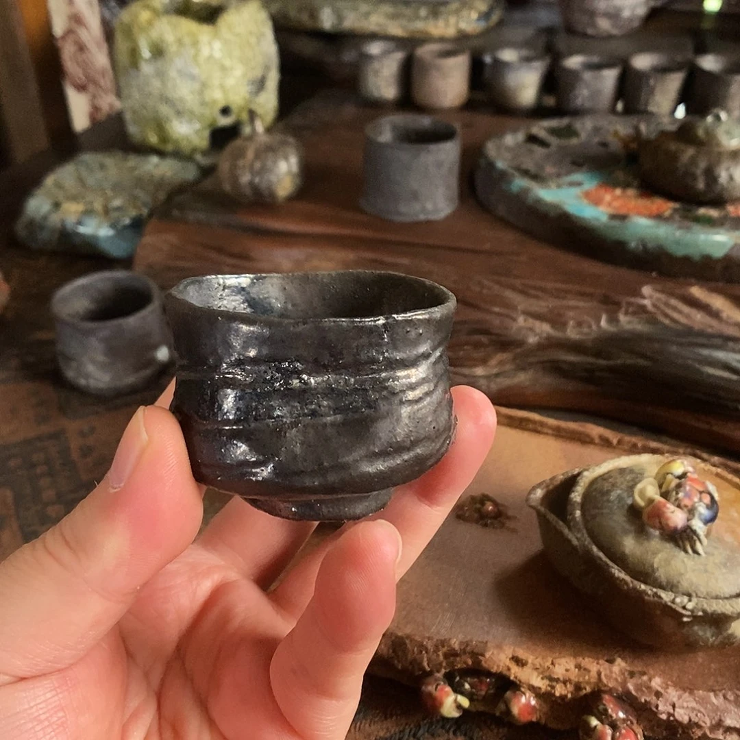 手工制作柴烧茶具
