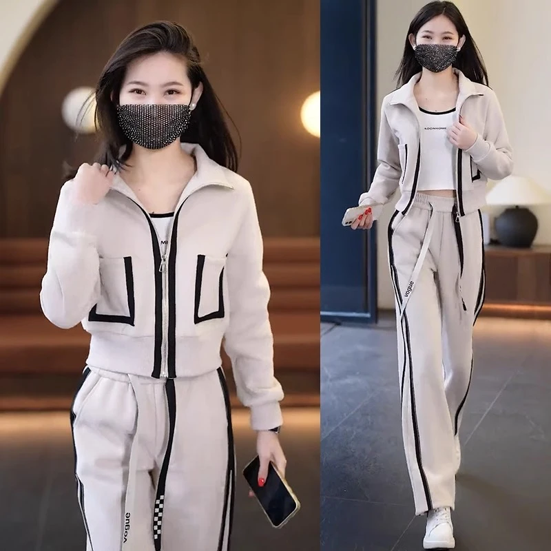 La Chapelle/拉夏贝尔 休闲运动套装春秋洋气减龄显瘦卫衣运动服