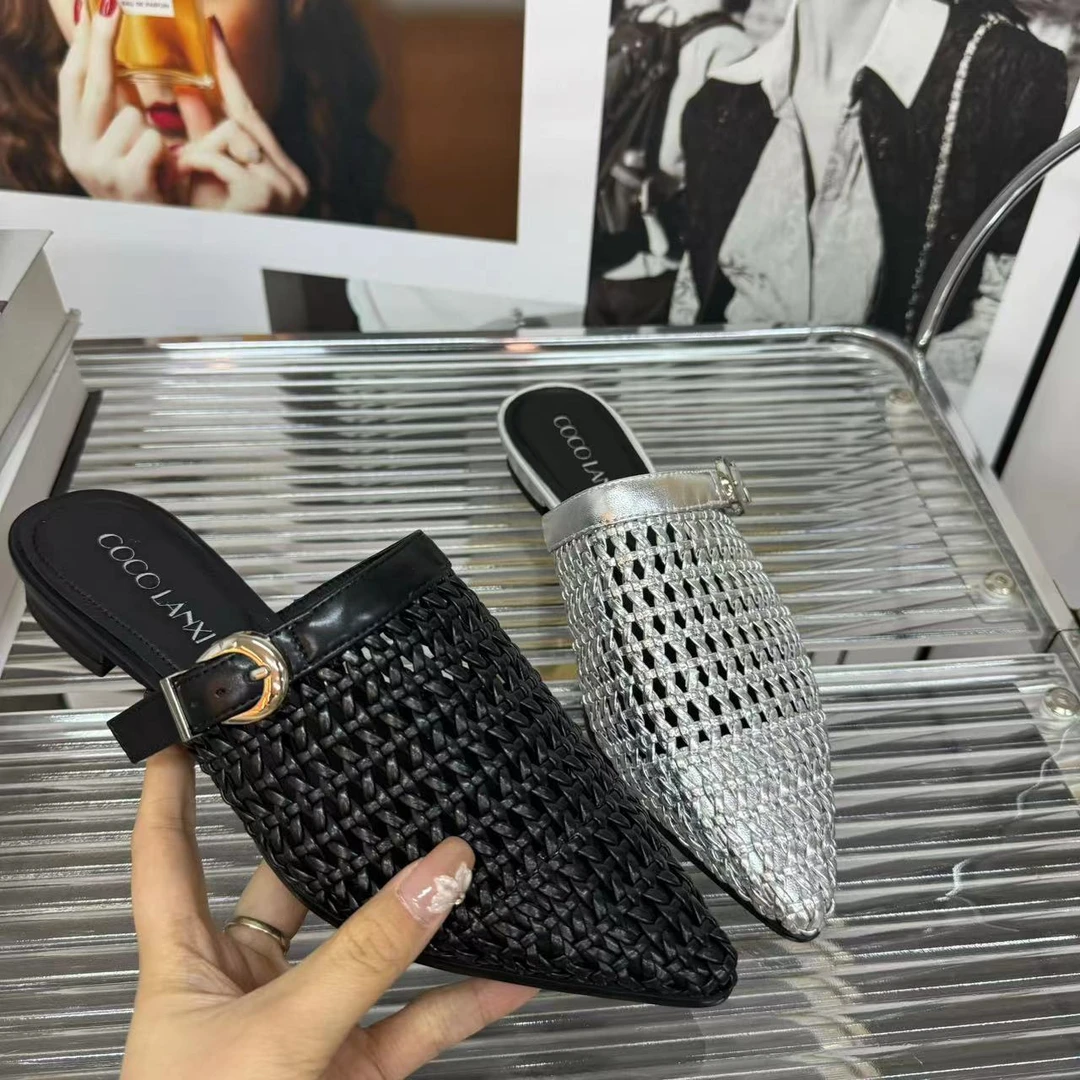 【若家】女士黑色厚底包头半托25TX109LX