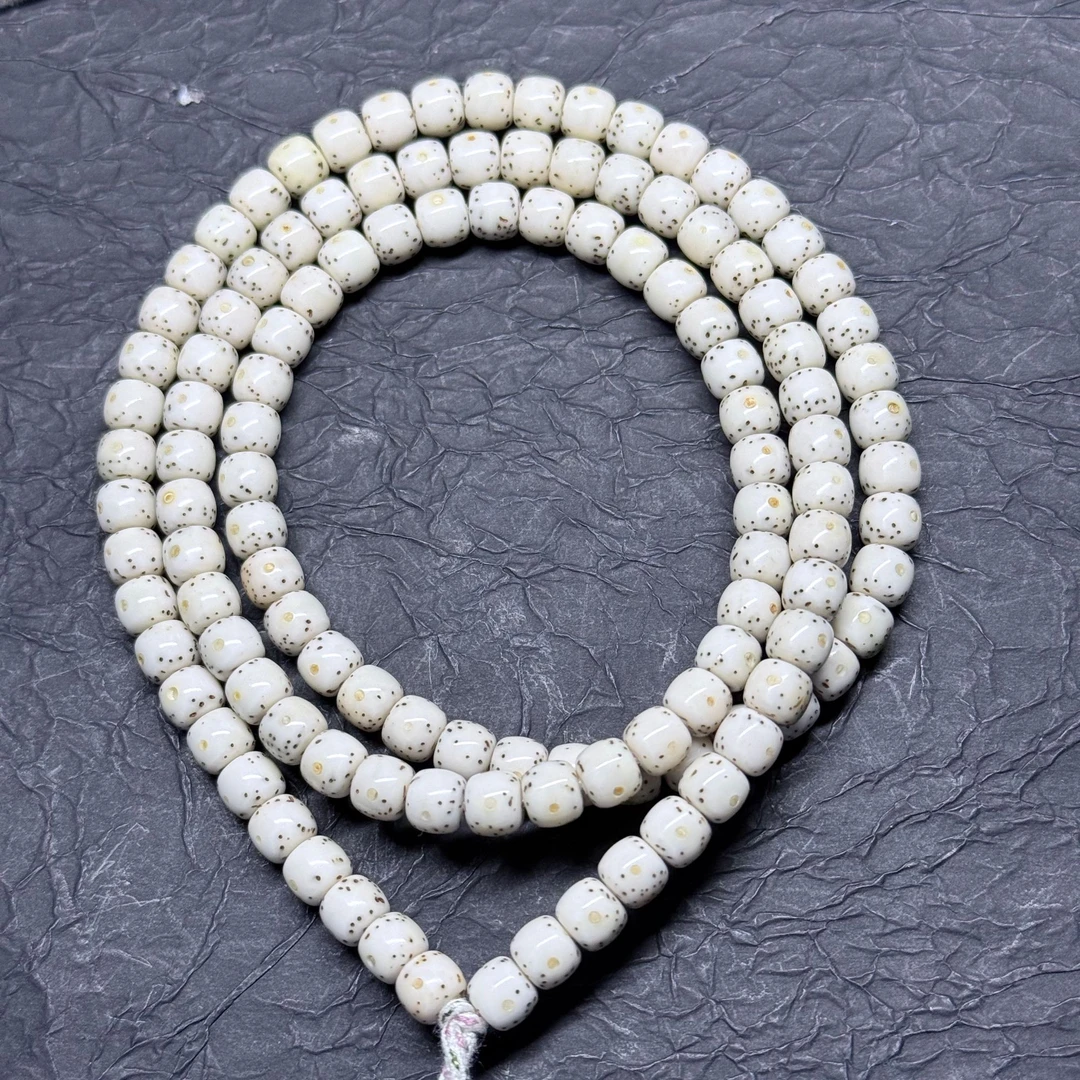 「浮光·微风」海南星月菩提石玉料骨瓷白通体留白76老型108手串