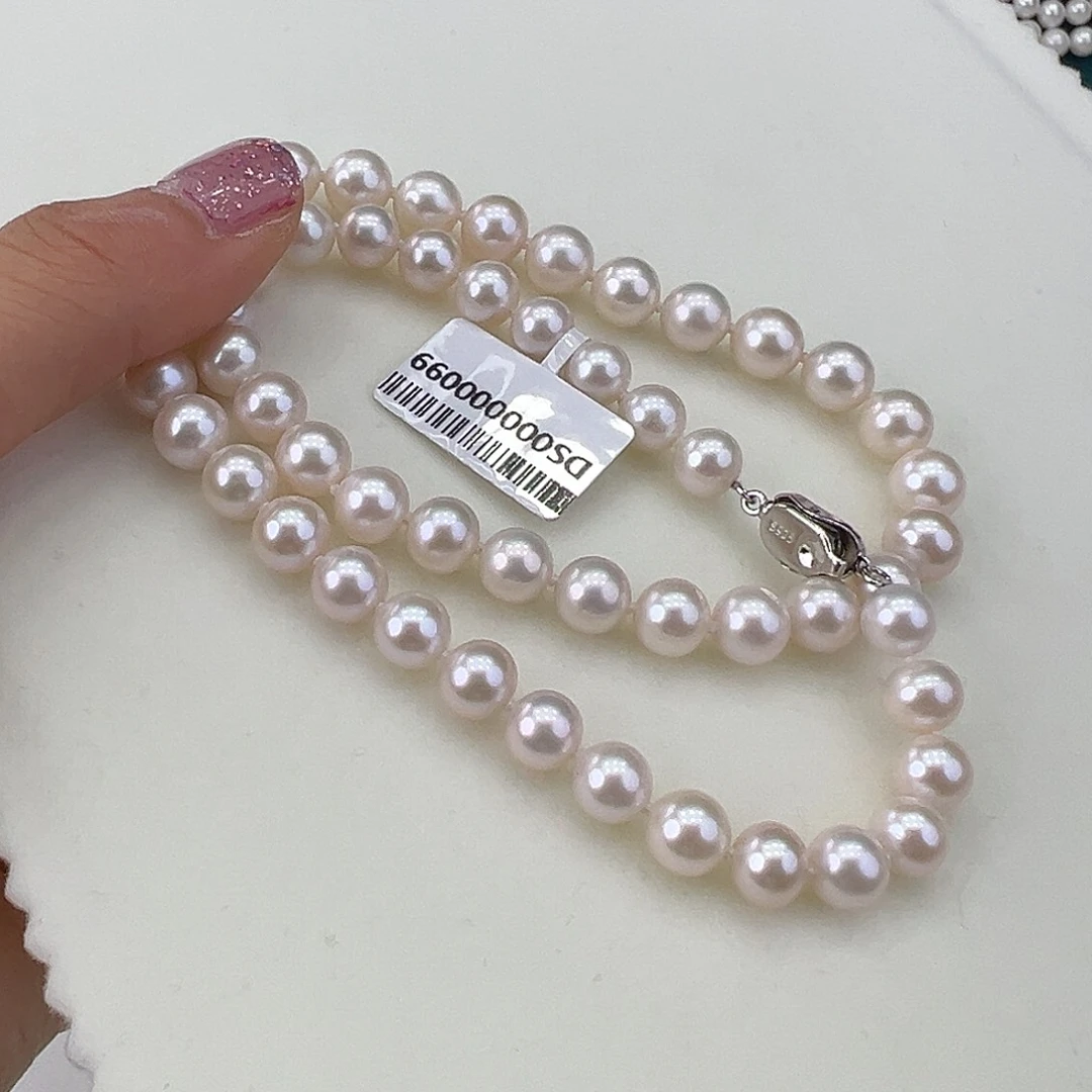 淡水珍珠颈饰银S925镶嵌➕7.8高品天女粉