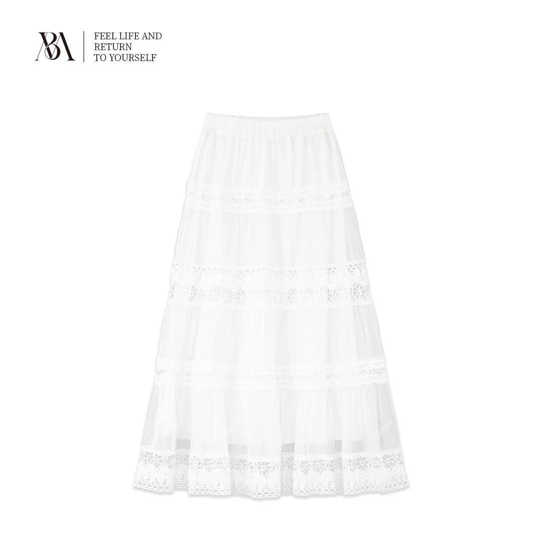 【BAMAY】2025新款蕾丝时尚百搭优雅拼接气质半身裙
