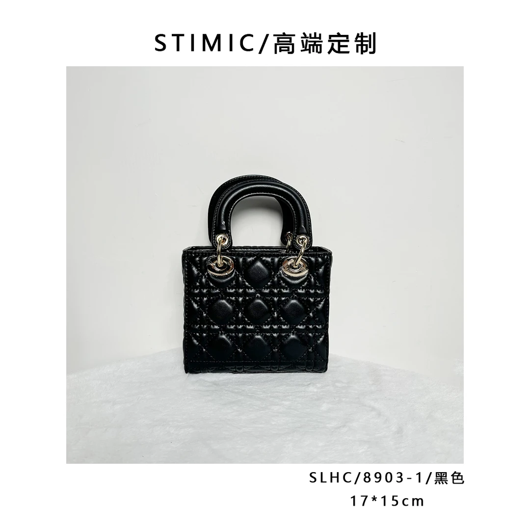 SLHC/8903-1/黑色高端订制手工蜡线女士时尚单肩轻奢斜挎包8903