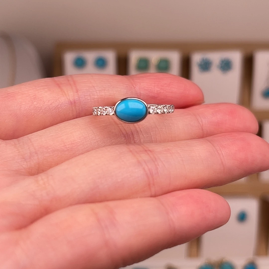 绿松石银S925镶嵌戒指