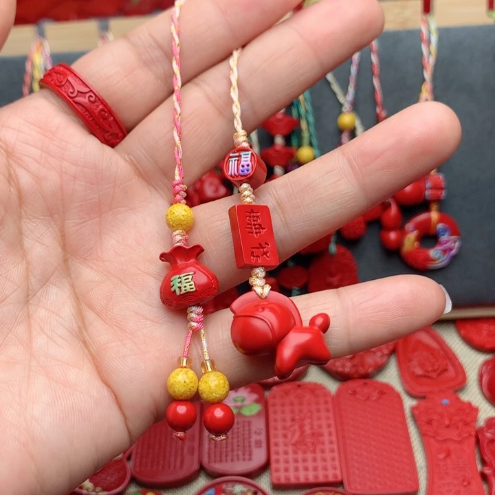 天然辰砂工艺品朱砂手机坠