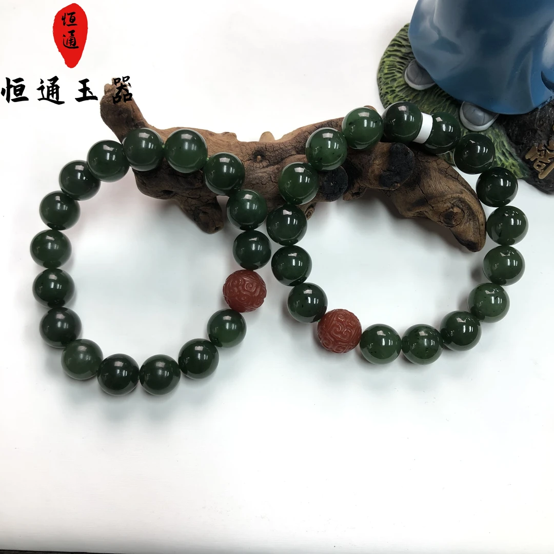 和田玉碧玉玛瑙手串规格约12mm多样性发一-1-299