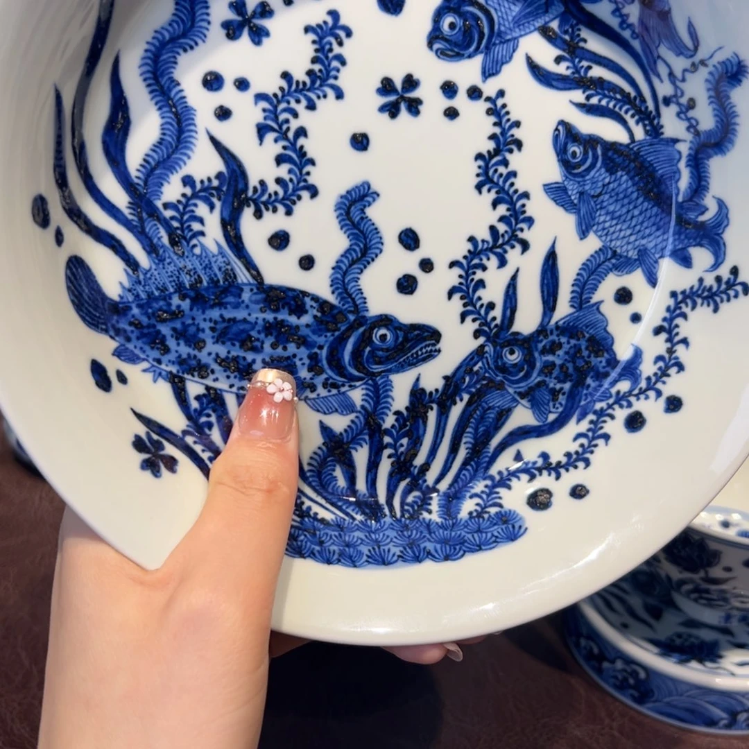 青花雯华堂手绘壶承