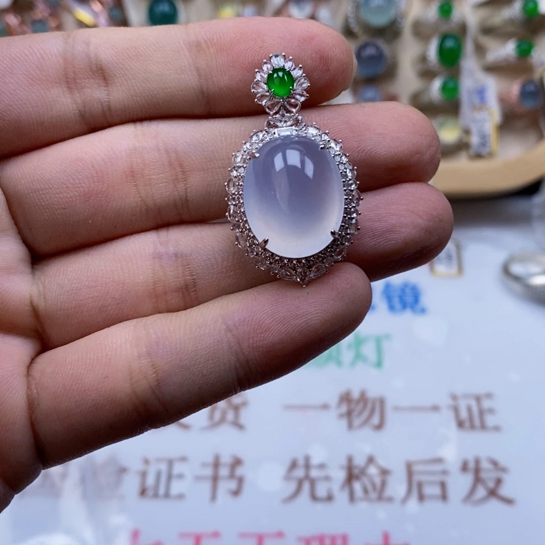 翡翠戒指18K金镶嵌天然缅甸翡翠a货