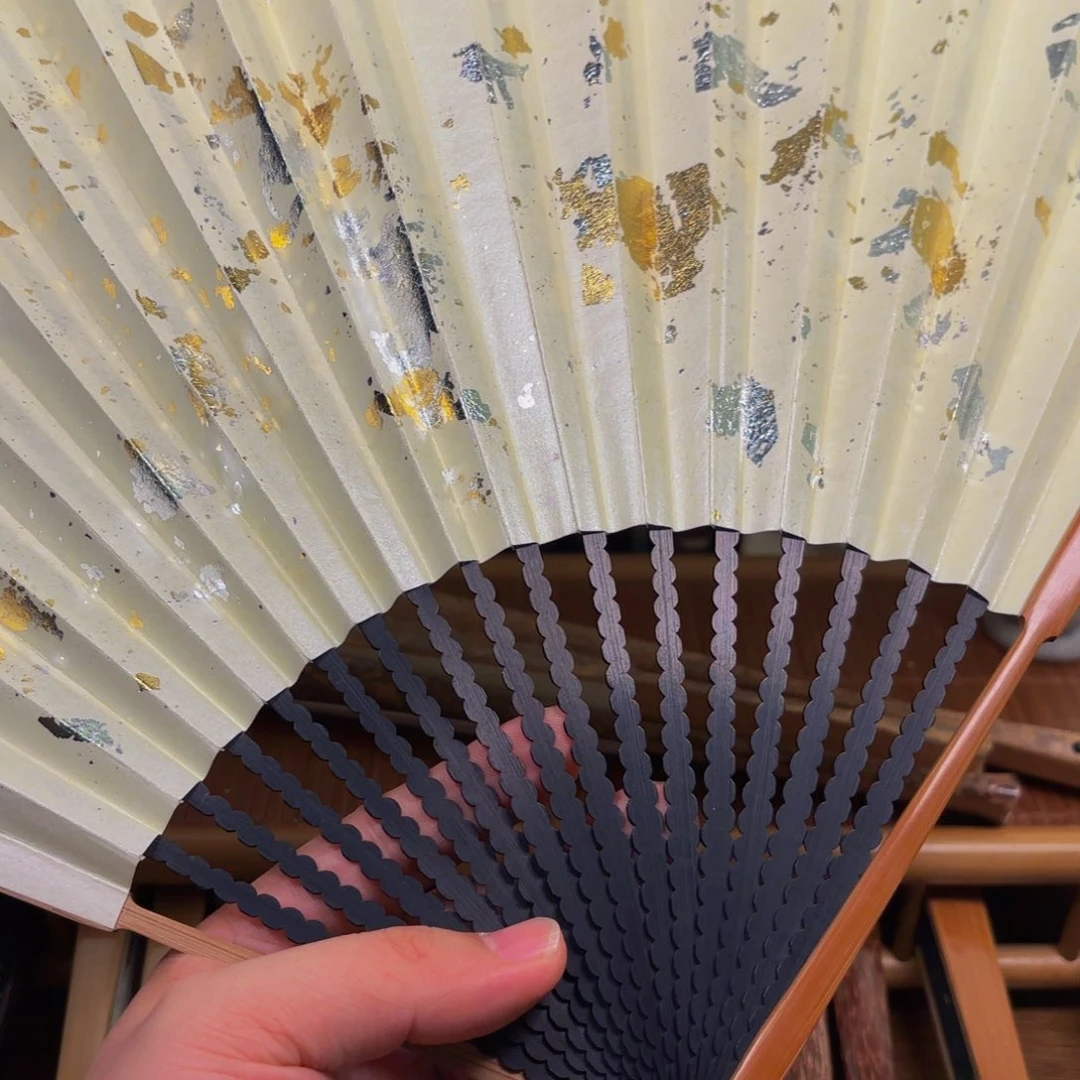 扇子白撒金龙鳞老川料158