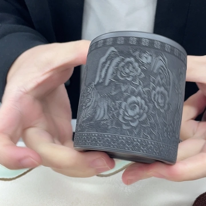 茶杯紫砂五虎主人杯石黄