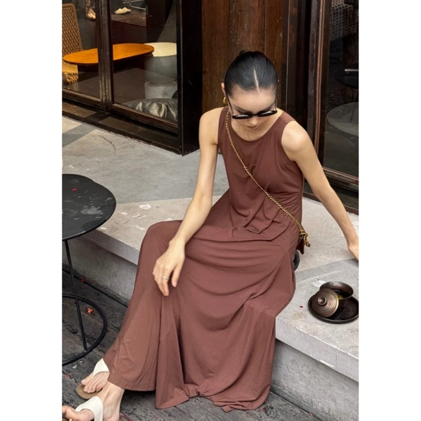 阿玛施AMASS 【摩卡慕斯】夏季新品高级舒适松弛百搭背心连衣裙