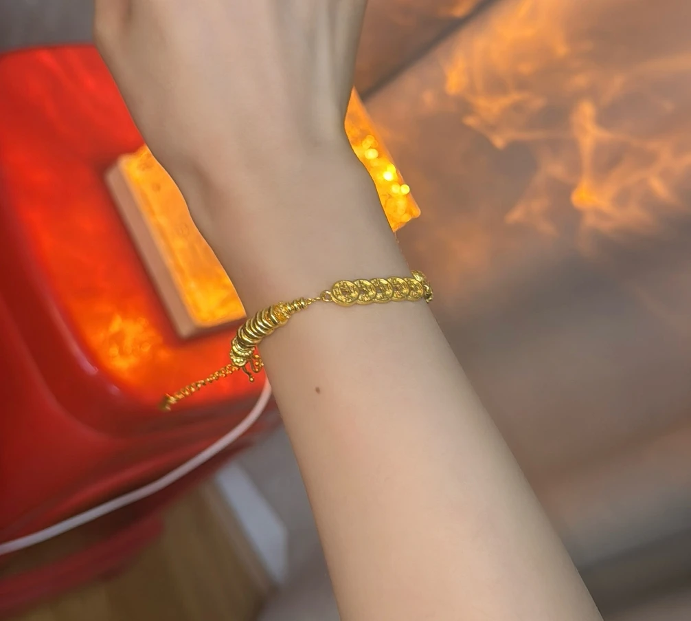 足银手链 五帝钱盘缠手串【铸金工艺】足银时尚百搭