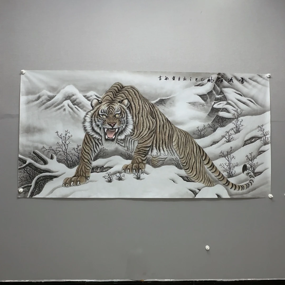 国画横幅六尺精品老虎贾敏