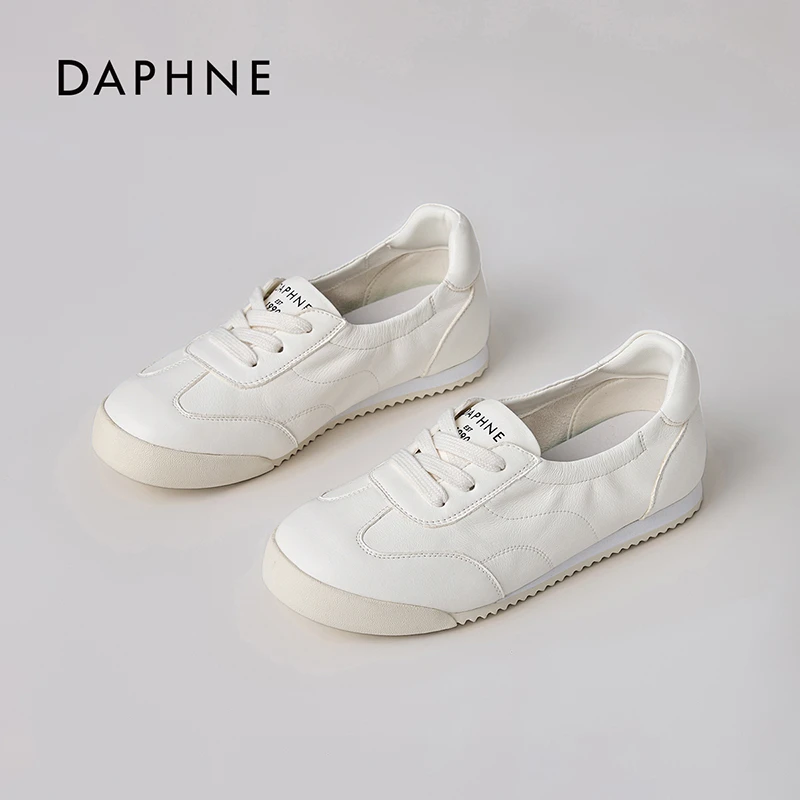 达芙妮时尚百搭休闲鞋2025秋季新款防范华耐磨真皮女鞋小白鞋女J