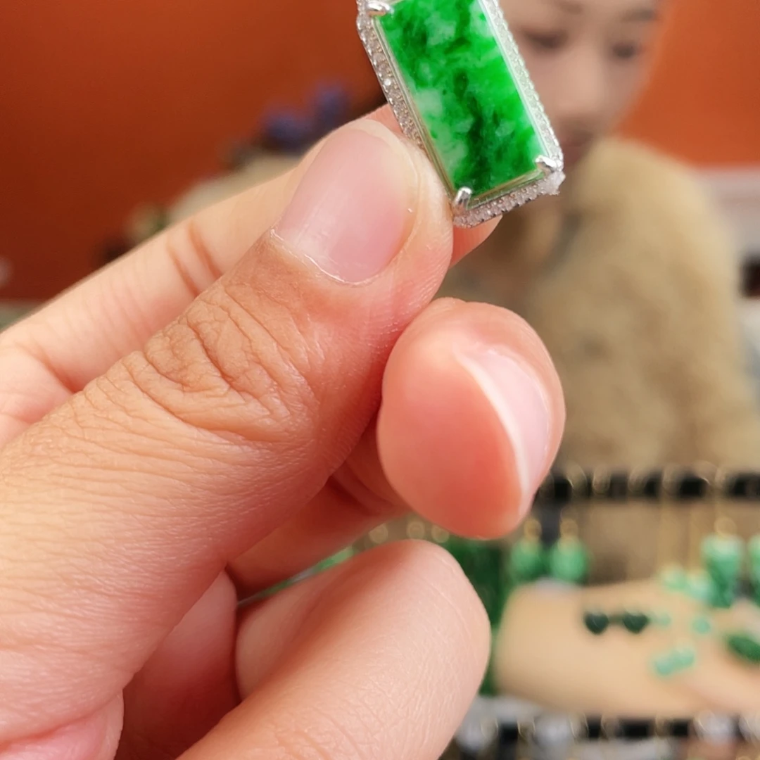 翡翠银S925镶嵌耳饰