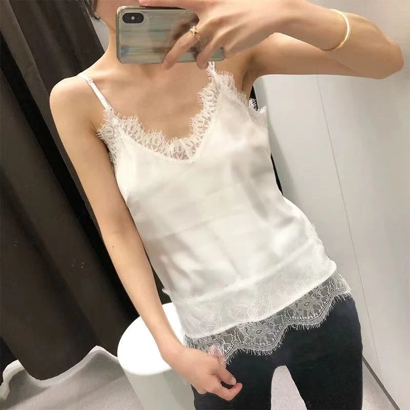 春夏吊带休闲风背心文艺夏季气质蕾丝打底外穿